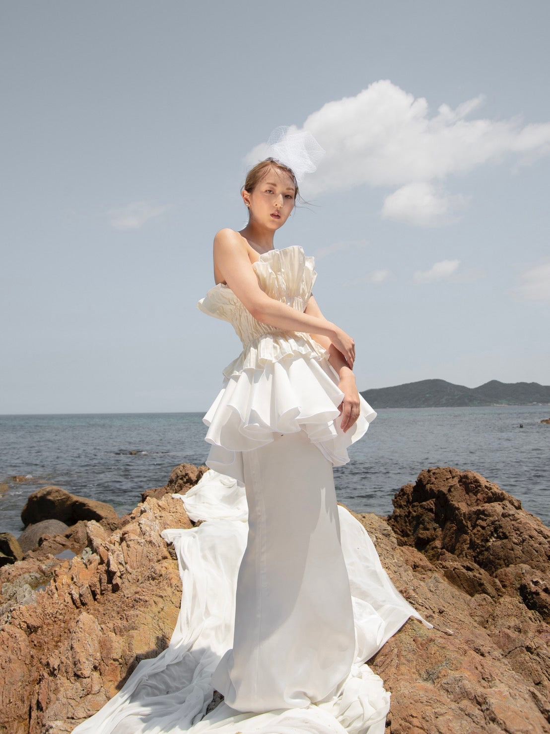 プリーツペプラムドレス【ウェディングドレス レンタル】