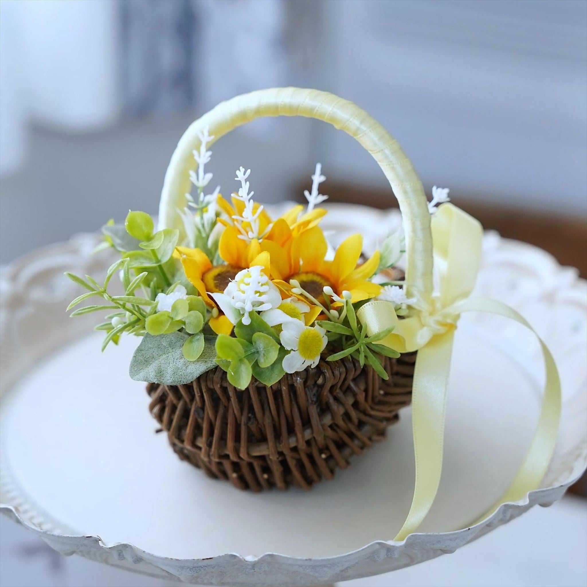 ひまわりのリングピロー【結婚式 フワラー アーティフィシャルフラワー