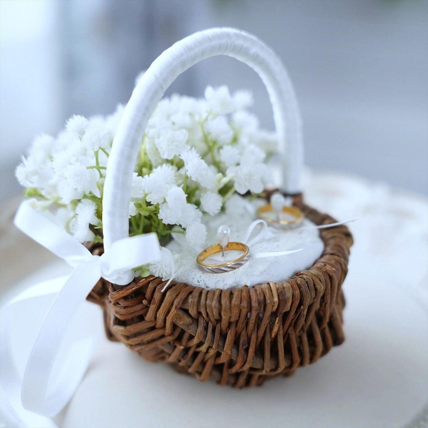 カスミソウのリングピロー 【結婚式 リングピロー】