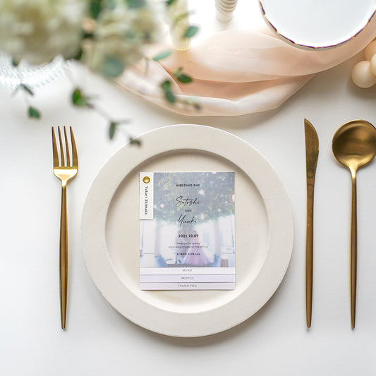 インデックス型プロフィールブック｜“4cards＋1” [ pink beige ] / 10部セット【結婚式 ペーパー プロフィールブック】