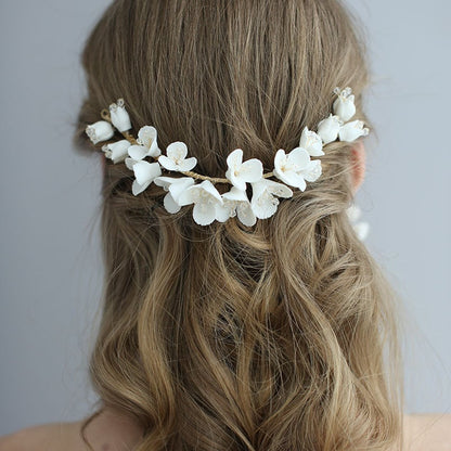 ブライダルヘッドドレス ヘッドコーム フラワー ビーズ ゴールド r26 【結婚式 ヘアアクセサリー】
