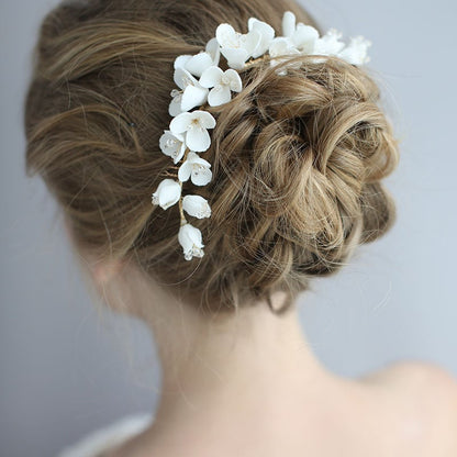 ブライダルヘッドドレス ヘッドコーム フラワー ビーズ ゴールド r26 【結婚式 ヘアアクセサリー】