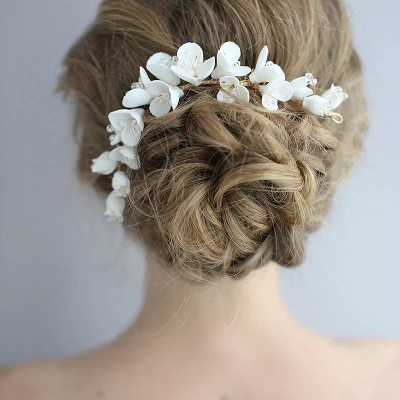 ブライダルヘッドドレス ヘッドコーム フラワー ビーズ ゴールド r26 【結婚式 ヘアアクセサリー】