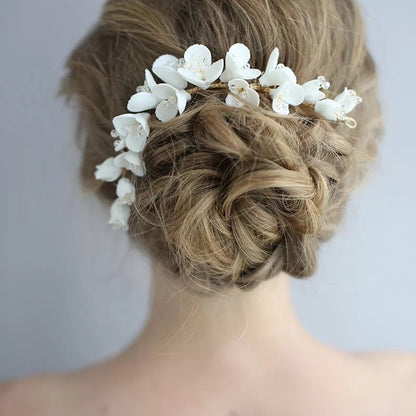 ブライダルヘッドドレス ヘッドコーム フラワー ビーズ ゴールド r26 【結婚式 ヘアアクセサリー】