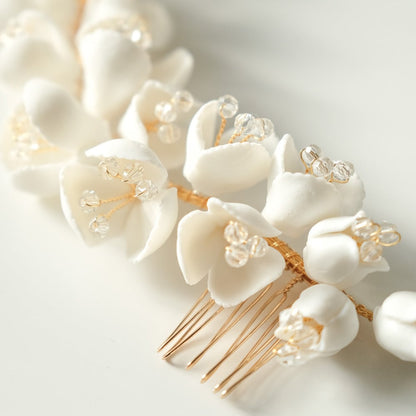 ブライダルヘッドドレス ヘッドコーム フラワー ビーズ ゴールド r26 【結婚式 ヘアアクセサリー】
