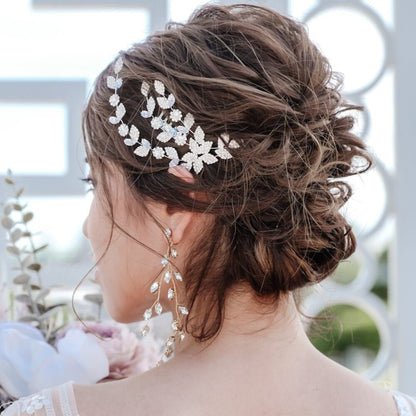 ブライダルヘッドドレス ビジュー ジルコニア リーフ シルバー r27 【結婚式 ヘアアクセサリー】