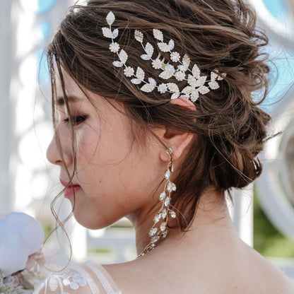 ブライダルヘッドドレス ビジュー ジルコニア リーフ シルバー r27 【結婚式 ヘアアクセサリー】