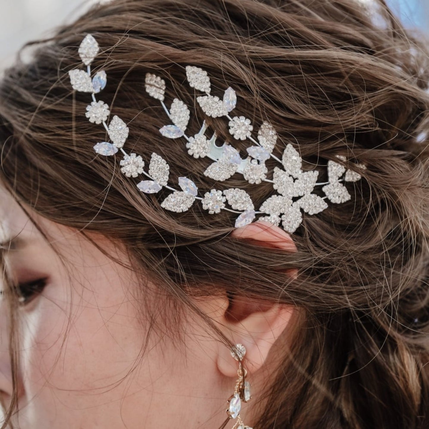 ブライダルヘッドドレス ビジュー ジルコニア リーフ シルバー r27 【結婚式 ヘアアクセサリー】