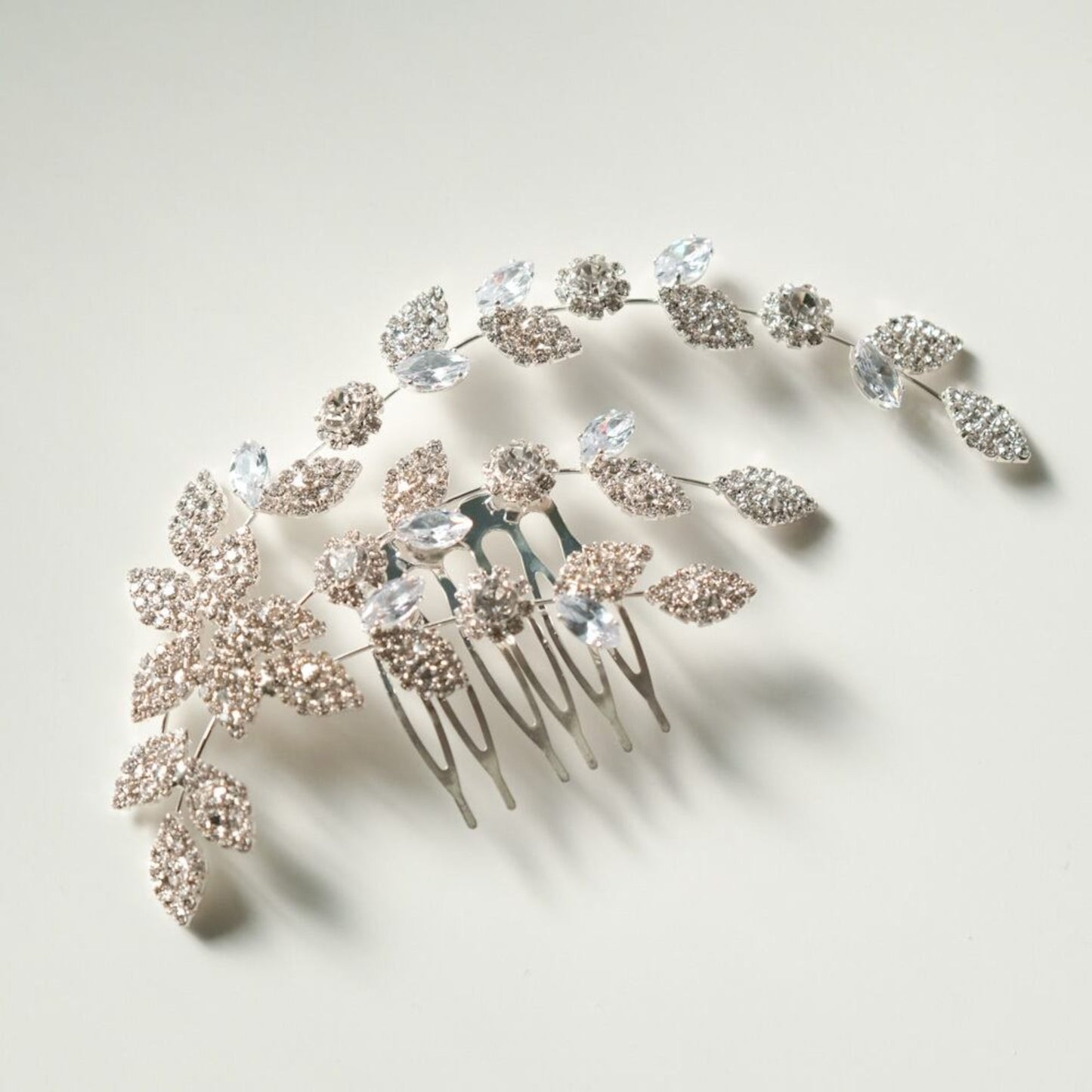 ブライダルヘッドドレス ビジュー ジルコニア リーフ シルバー r27 【結婚式 ヘアアクセサリー】