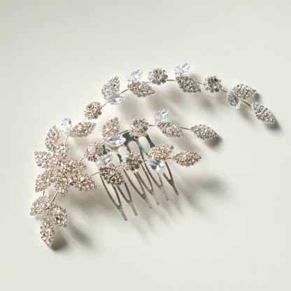ブライダルヘッドドレス ビジュー ジルコニア リーフ シルバー r27 【結婚式 ヘアアクセサリー】