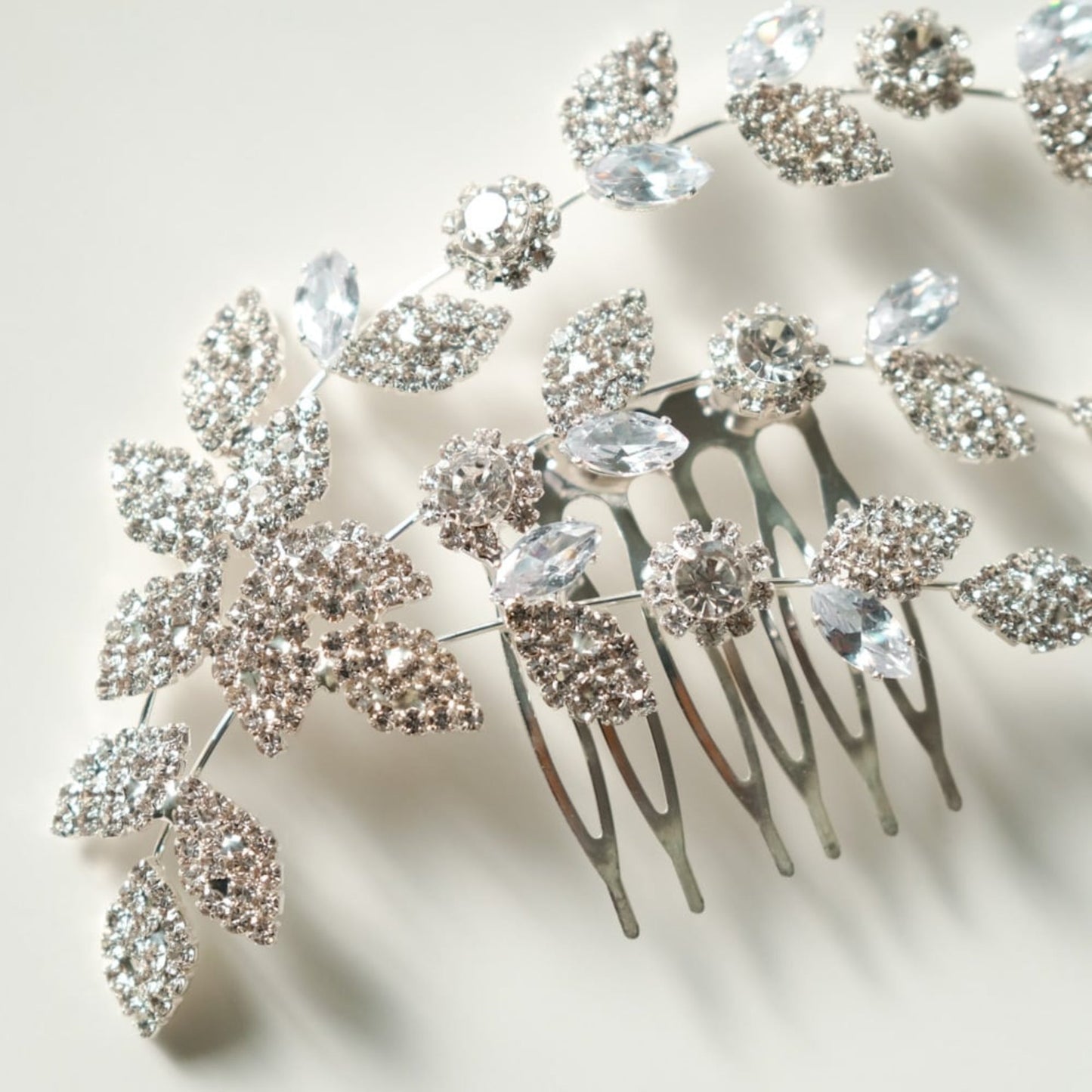 ブライダルヘッドドレス ビジュー ジルコニア リーフ シルバー r27 【結婚式 ヘアアクセサリー】