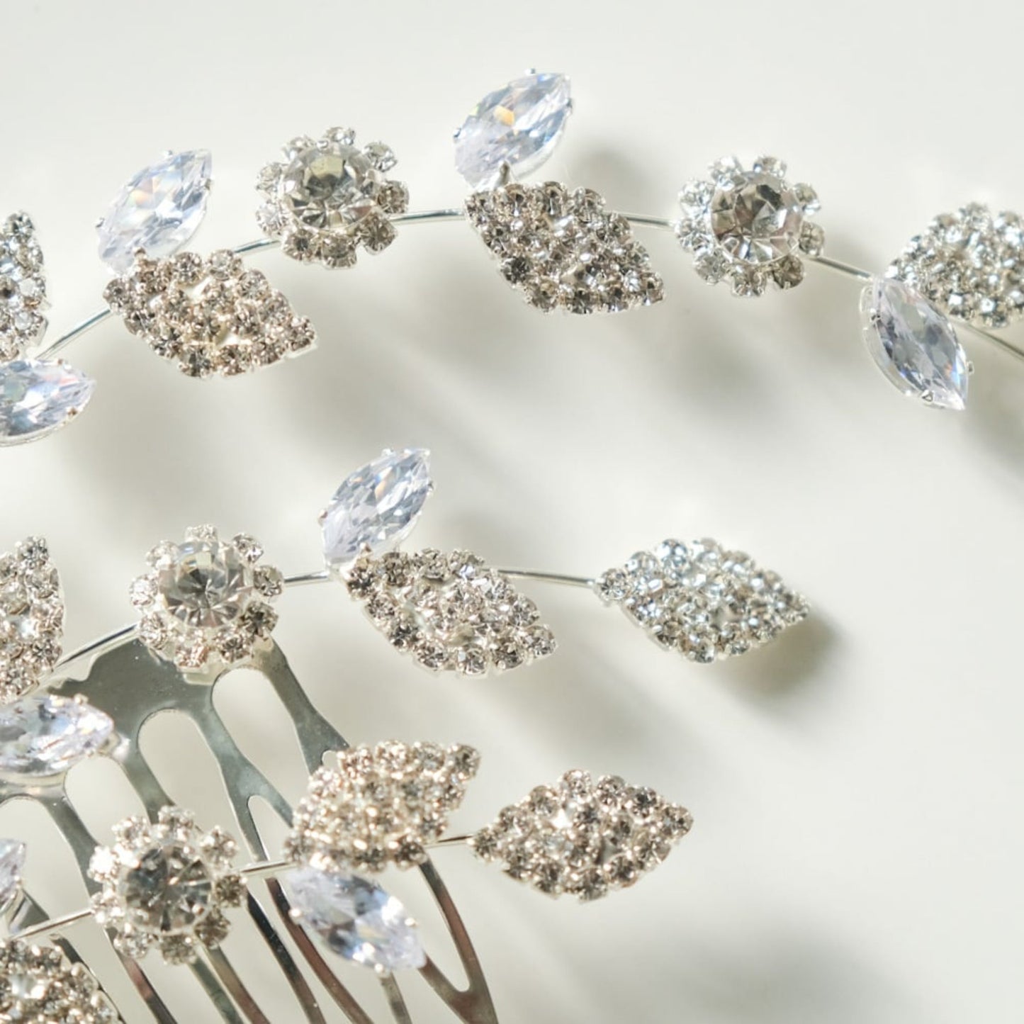 ブライダルヘッドドレス ビジュー ジルコニア リーフ シルバー r27 【結婚式 ヘアアクセサリー】