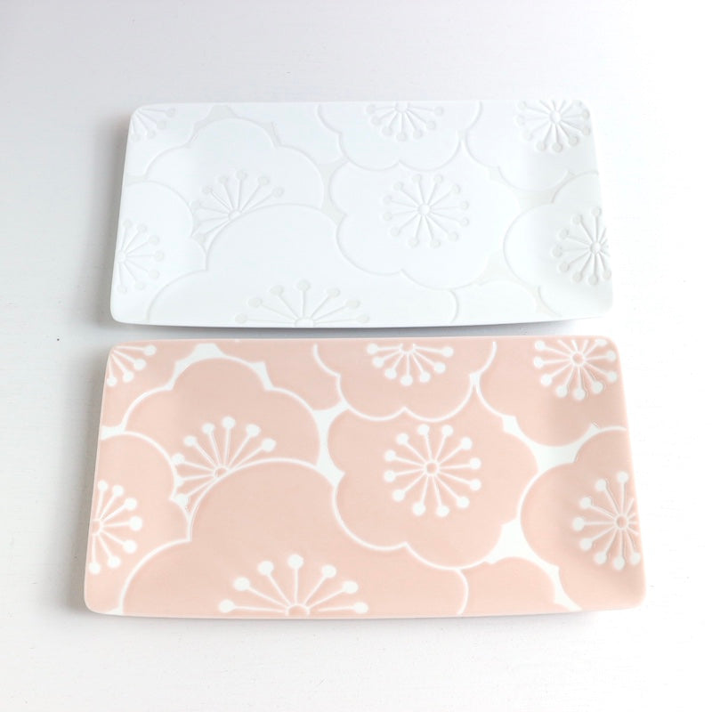 はふり 長角皿ペア 桃白 【結婚式 ギフト 引き出物 食器類】