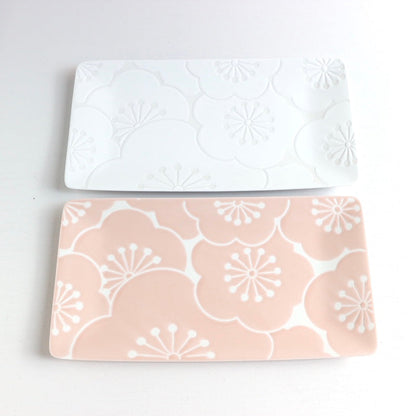 はふり 長角皿ペア 桃白 【結婚式 ギフト 引き出物 食器類】