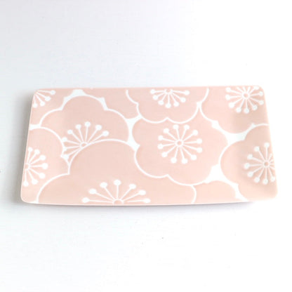 はふり 長角皿ペア 桃白 【結婚式 ギフト 引き出物 食器類】