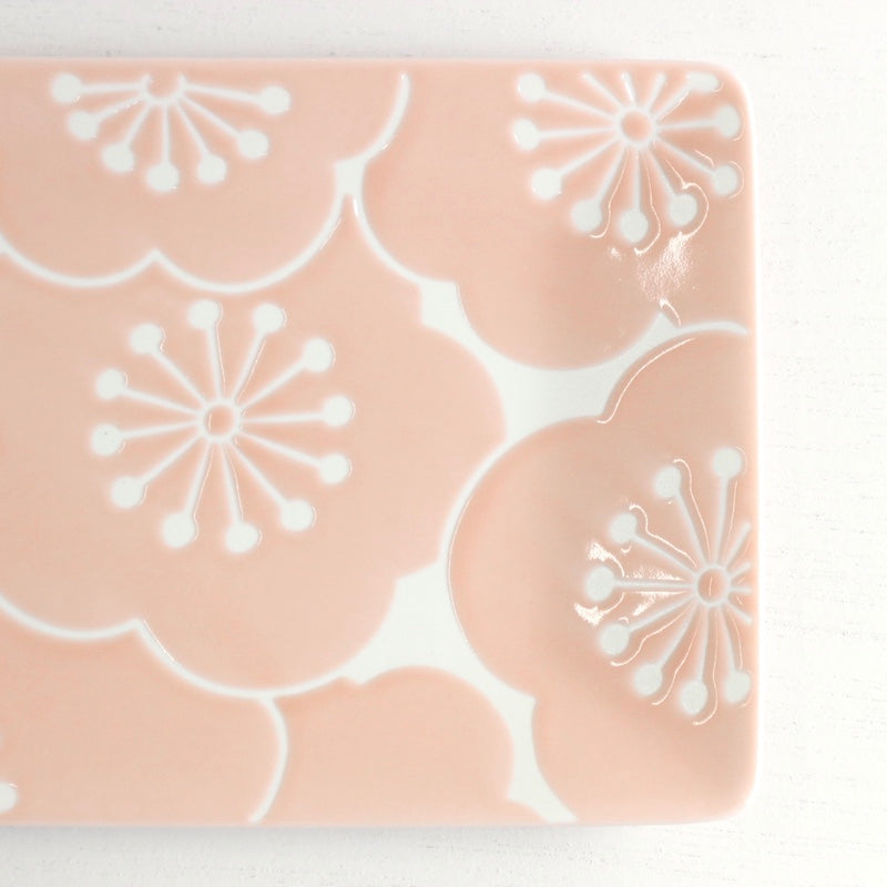 はふり 長角皿ペア 桃白 【結婚式 ギフト 引き出物 食器類】