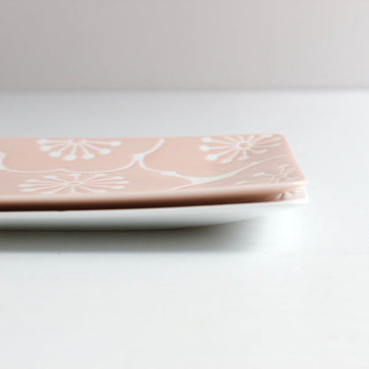 はふり 長角皿ペア 桃白 【結婚式 ギフト 引き出物 食器類】