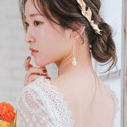 【ピアス】ブライダルピアス パール ビジュー ラインピアス ウェディング r29 【結婚式 ピアス イヤリング】