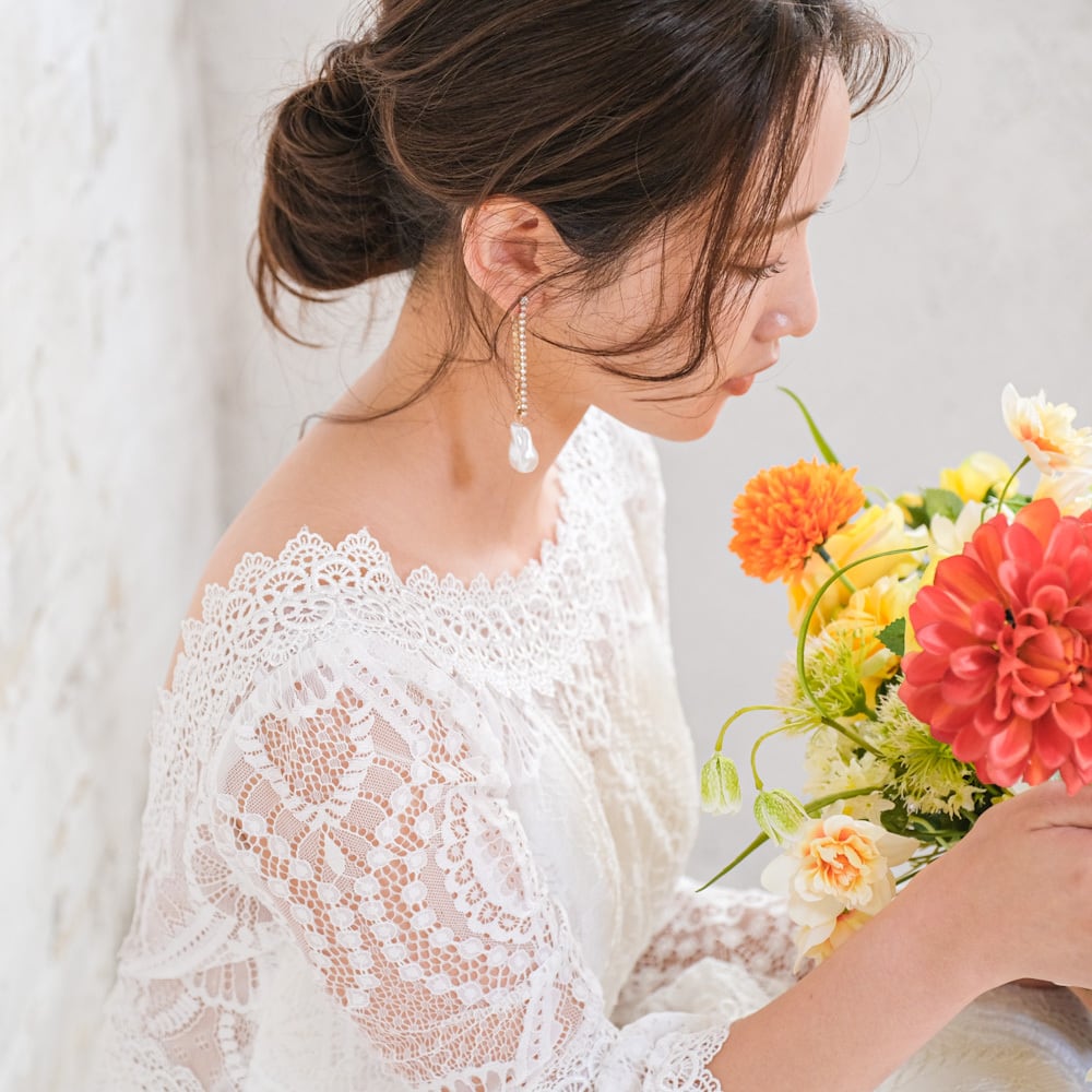 【ピアス】ブライダルピアス パール ビジュー ラインピアス ウェディング r29 【結婚式 ピアス イヤリング】