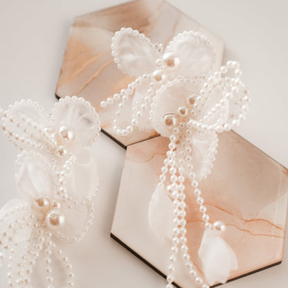 【イヤリング】ブライダルイヤリング パール ホワイトフラワー s5 【結婚式 ピアス イヤリング】