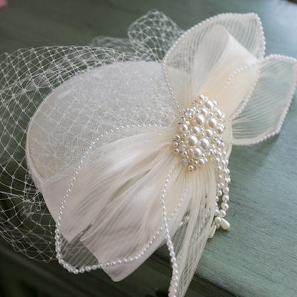ブライダルハット トークハット トーク帽 オフホワイト s7 【結婚式 ヘアアクセサリー】
