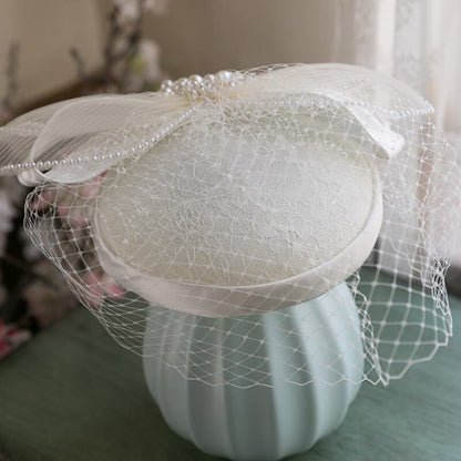 ブライダルハット トークハット トーク帽 オフホワイト s7 【結婚式 ヘアアクセサリー】