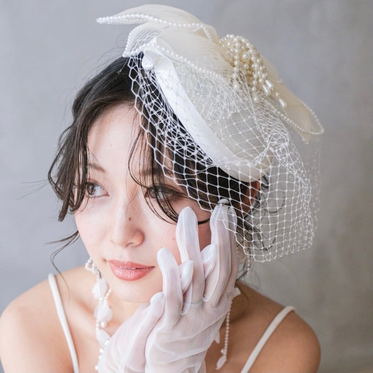 ブライダルハット トークハット トーク帽 オフホワイト s7 【結婚式 ヘアアクセサリー】