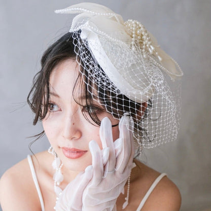 ブライダルハット トークハット トーク帽 オフホワイト s7 【結婚式 ヘアアクセサリー】