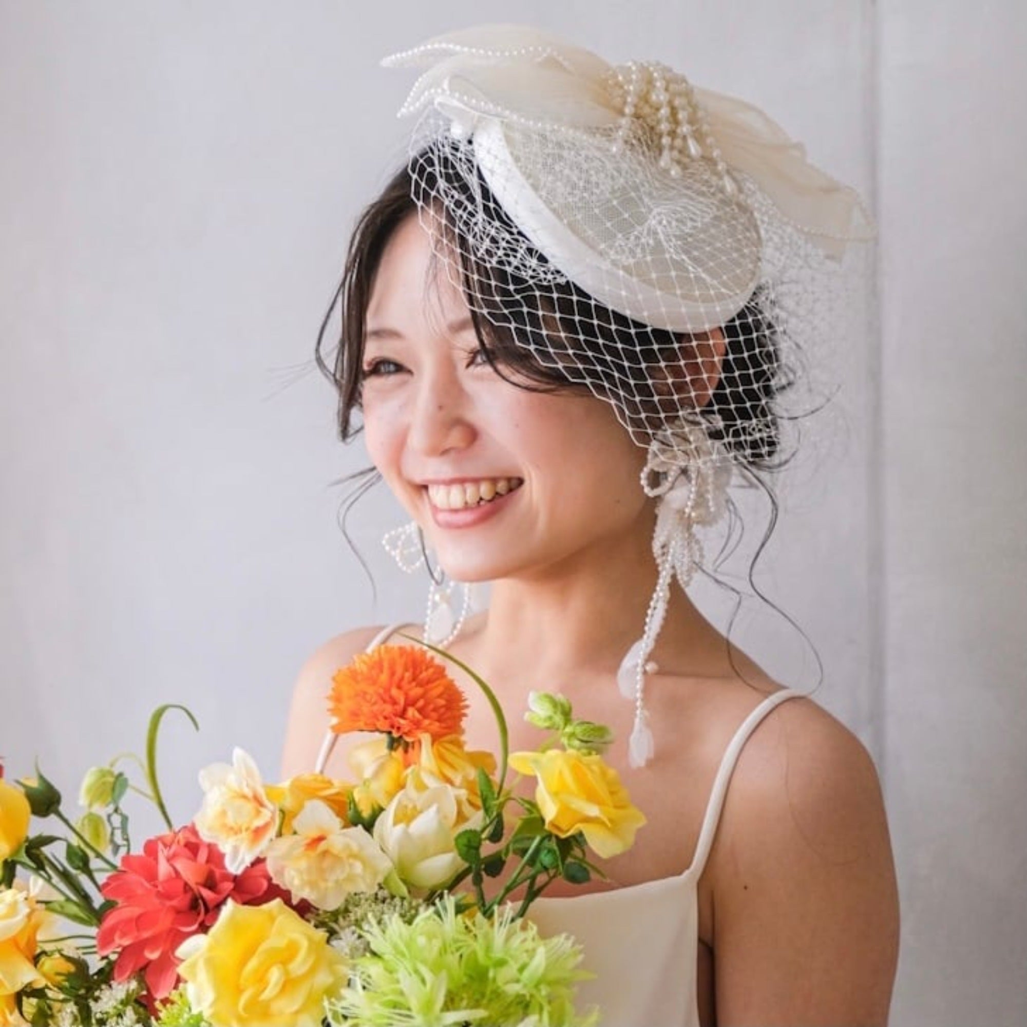 ブライダルハット トークハット トーク帽 オフホワイト s7 【結婚式