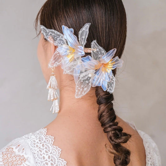 ブライダルヘッドドレス ヘッドコーム リゾートフラワー ゴールド s8 【結婚式 ヘアアクセサリー】
