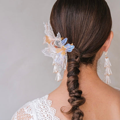 ブライダルヘッドドレス ヘッドコーム リゾートフラワー ゴールド s8 【結婚式 ヘアアクセサリー】