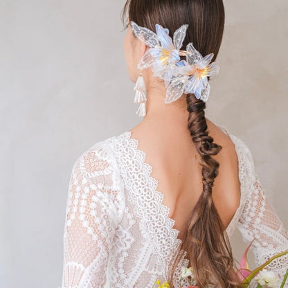 ブライダルヘッドドレス ヘッドコーム リゾートフラワー ゴールド s8 【結婚式 ヘアアクセサリー】