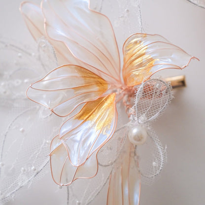 ブライダルヘッドドレス ヘッドコーム リゾートフラワー ゴールド s8 【結婚式 ヘアアクセサリー】