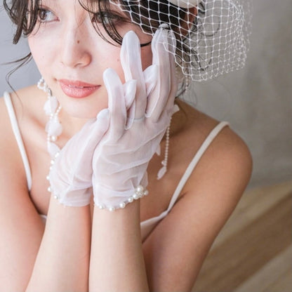 ブライダルグローブ パール ショートグローブ s9 【結婚式 グローブ】
