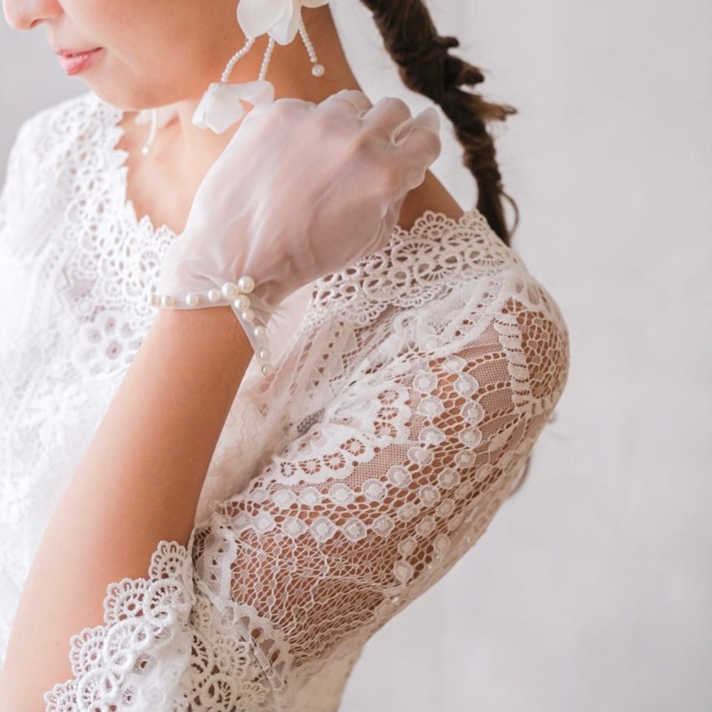 ブライダルグローブ パール ショートグローブ s9 【結婚式 グローブ】