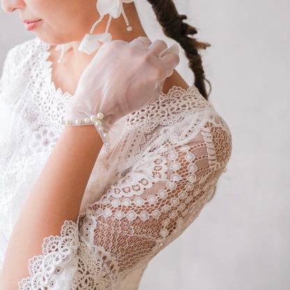 ブライダルグローブ パール ショートグローブ s9 【結婚式 グローブ】