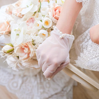 ブライダルグローブ パール ショートグローブ s9 【結婚式 グローブ】