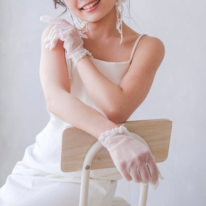 ブライダルグローブ パール ショートグローブ s9 【結婚式 グローブ】