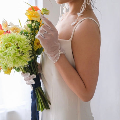 ブライダルグローブ パール ショートグローブ s9 【結婚式 グローブ】