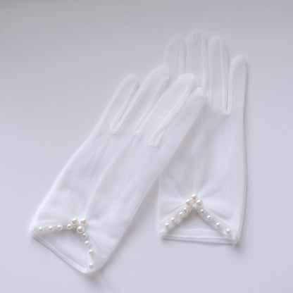 ブライダルグローブ パール ショートグローブ s9 【結婚式 グローブ】