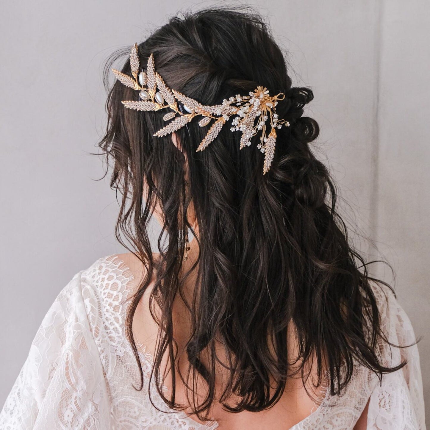 ブライダルヘッドドレス ビジュー リーフ ボンネ ゴールド s10 【結婚式 ヘアアクセサリー】