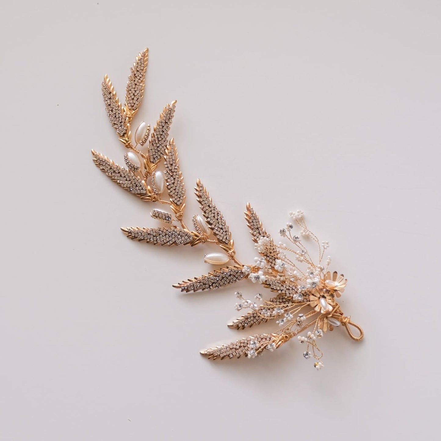 ブライダルヘッドドレス ビジュー リーフ ボンネ ゴールド s10 【結婚式 ヘアアクセサリー】
