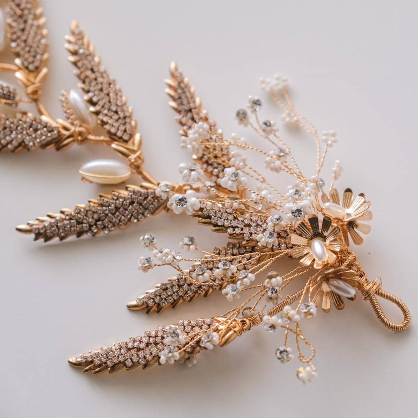 ブライダルヘッドドレス ビジュー リーフ ボンネ ゴールド s10 【結婚式 ヘアアクセサリー】