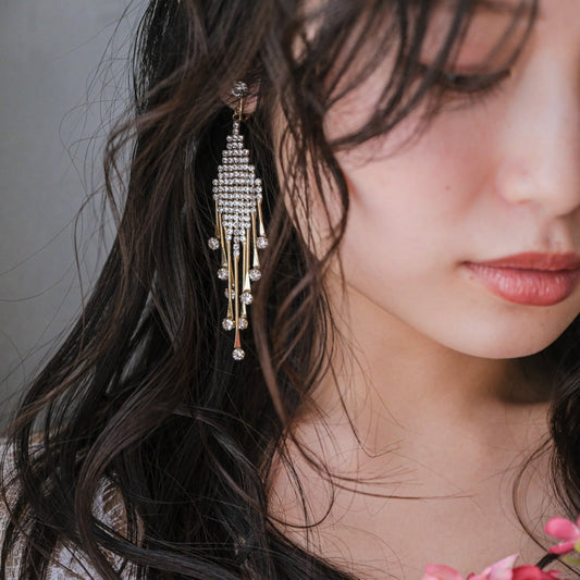 【イヤリング】アンティーク ビジュー ゴールド s11 【結婚式 ピアス イヤリング】