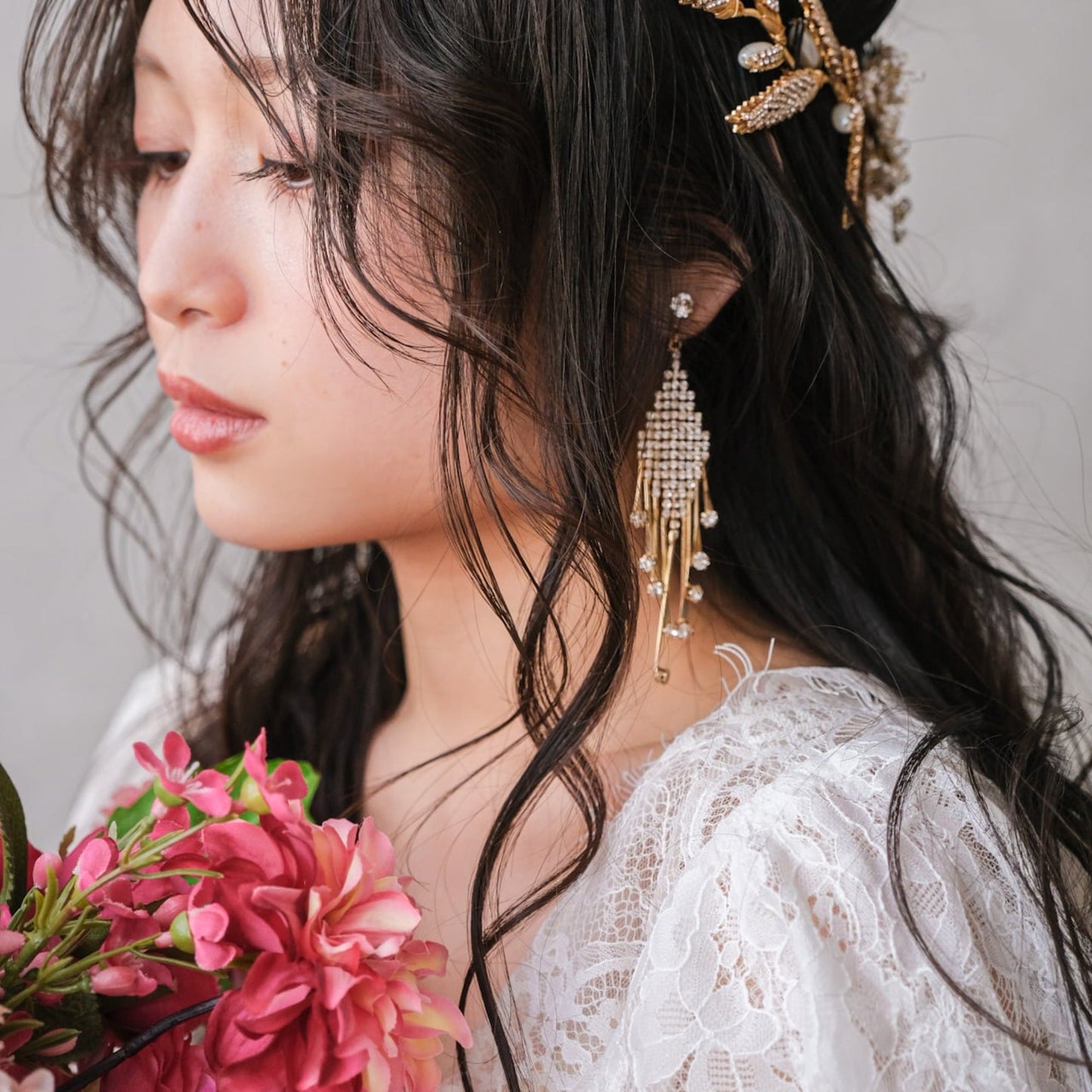 【イヤリング】アンティーク ビジュー ゴールド s11 【結婚式 ピアス イヤリング】