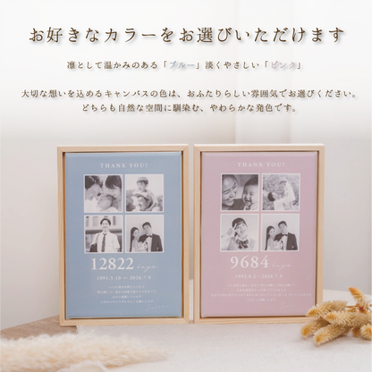 子育て感謝状 フォトフレーム 結婚式 両親プレゼント（日数入り・オーダーメイド・木製フレーム付）
