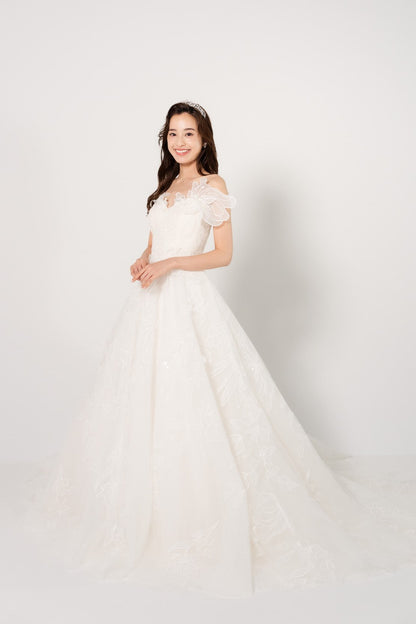 Mihi ミヒ【ウェディングドレス レンタル】韓国ドレス/LEMERE フラワーモチーフ Aライン【結婚式】