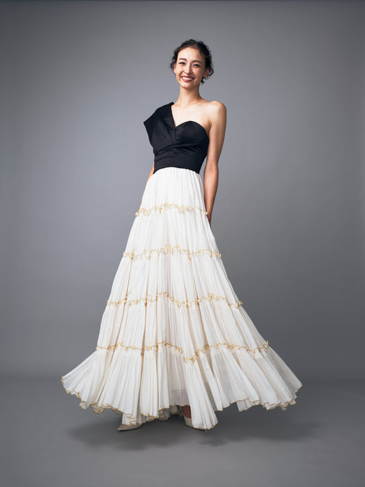 ワンショルダーフリルドレス【ウェディングドレス レンタル】