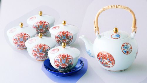 (色絵吉祥丸紋)高級茶器セット　【結婚式　ギフト　引き出物　食器類】