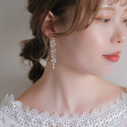 【イヤリング】ジルコニア ビジュー ウェディング ブライダルイヤリング ゴールド s14 【結婚式 ピアス イヤリング】